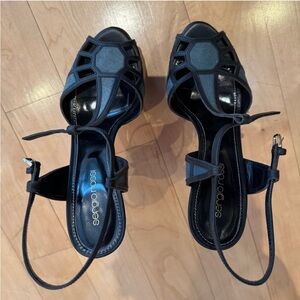 Sergio Rossi Black Geometric Heels